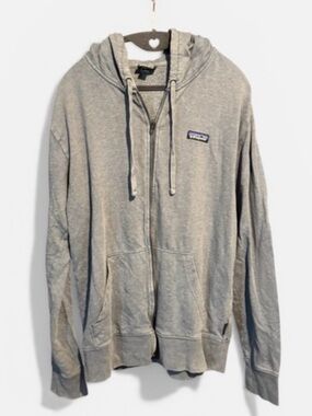 Unisex Gray Zip-Up Patagonia Hooded Sweater